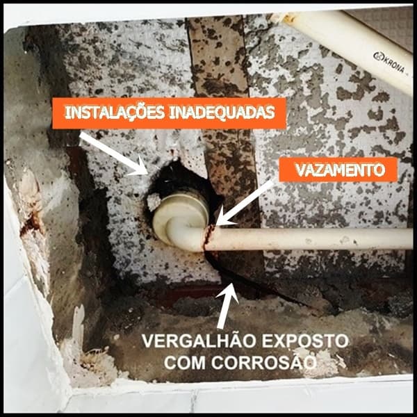 Infiltração relacionada a uma instalação hidrossanitária